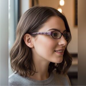 THALIA “CAPRICHO” Eyeglasses Frame Petite 47-16-130 Purple Green Polished.